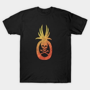 Tropical Pirate Pineapple Halloween Skull and Crossbones Yellow Orange T-Shirt